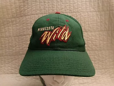 Vtg Unisex Snapback Puma Green Minnesota Wild NHL Embroidered Spellout Hat Cap • $24.50