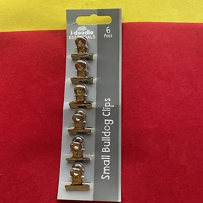 £3.99 • Buy 6 X Small BULLDOG CLIPS Strong PAPER LETTER Silver Colour