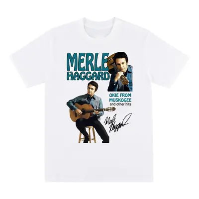 Merle Haggard Poster Guitar Shirt Classic White Unisex Size S-5XL CC4686 • $18.99