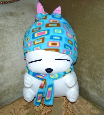 Mashimaro Plush Bunny Rabbit White W/ Blue Hat Scarf Soft Stuffed Animal Large • $27.99