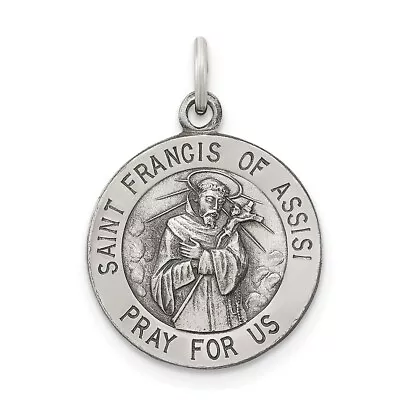 Sterling Silver St. Saint Francis Of Assisi Round Medal Charm Pendant 0.79 Inch • $20.05