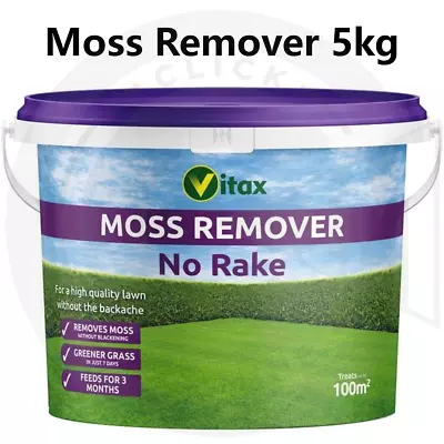 Vitax Plus No Rake Moss Remover Fertiliser Lawn Food 100m2  Coverage 5kg • £24.95