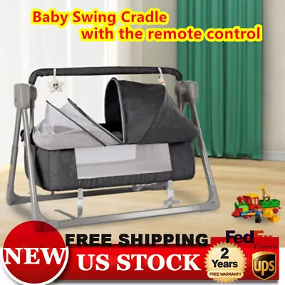 $114 • Buy Portable Electric Baby Swing Cradle Bassinet Rocking Crib Infant W/ Bluetooth
