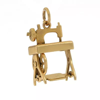 Yellow Gold Vintage Treadle Sewing Machine Charm - 14k Textile Arts Moves • $359.99