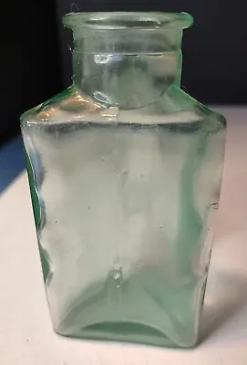 Vintage Unique Aqua Triangle Bottle With Air Bubbles 4.75 By 2.5 In Cottage Core • $11.95