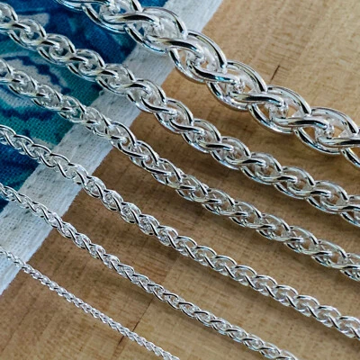 $23.49 • Buy Real Solid 925 Sterling Silver Wheat Spiga Rope Chain Necklace Made In Italy