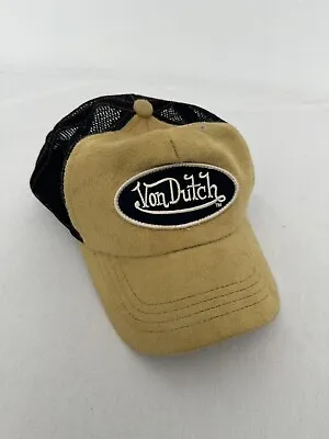 Von Dutch Cap Hat Adult Black And Tan One Size Fits All Trucker Hat Rare Y2K • $44.99