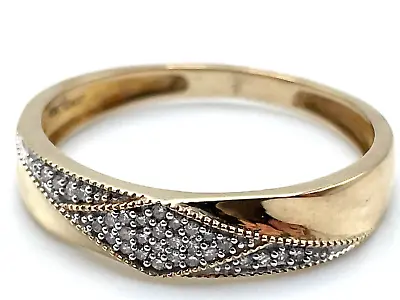 10K Yellow Gold Pave Genuine Diamond Beaded Wedding Band Size 10.25 2.2 Grams • $109.95