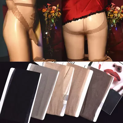 Men's Oil Shiny Glossy Pantyhose Nylon Stocking Tights High Waist Sheath Open ◁ • $4.99