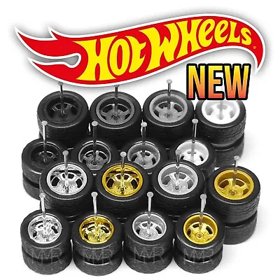 1/64 Scale 5 SPOKE DRAG SKINNY V2 Real Rider Wheels Rims Tires Set 4 Hot Wheel • $3.99