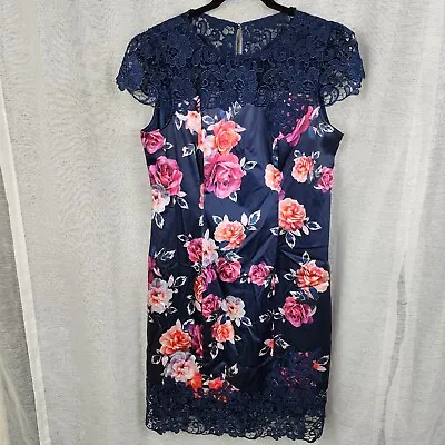 Review Size 16 Rose Lace Fit & Flare Dress 19  Bust ** READ DESCRIPTION  • $34.95