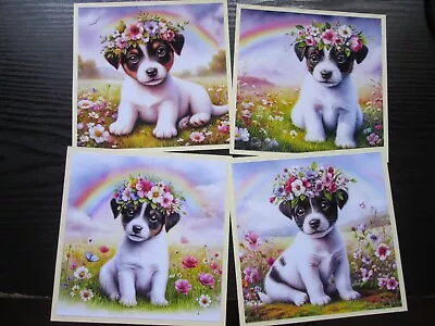 NEW  === 4 X BLACK & TAN  JACK RUSSELL  PUPPY DOGS   Card Toppers • £2.50