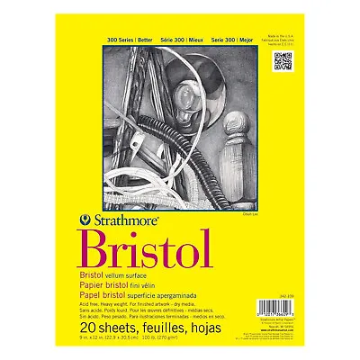 Strathmore 300 Series Bristol Paper Pad Vellum – 9 X12  20 Sheets (100lb/270g) • $19.95