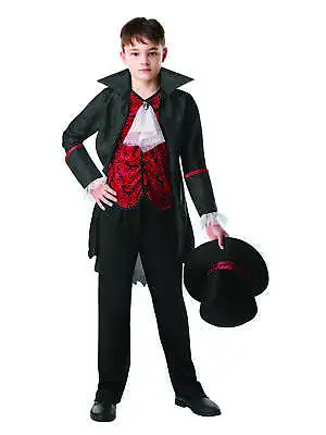 Boys Vampire Lord Costume Halloween Spooky Horror Evil Kids Fancy Dress Party • £9.08