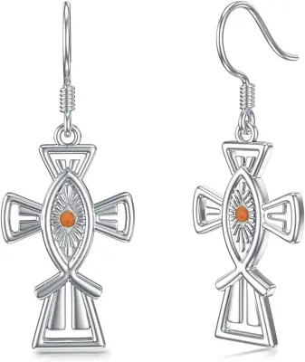 Jesus Faith Mustard Seed Cross Earrings 925 Sterling Silver Gifts For Women Mom • $105.82