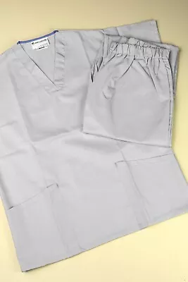 Medical Unisex Scrub Suit With Top & Trouser Included - Pale Grey - Medium • £9.95