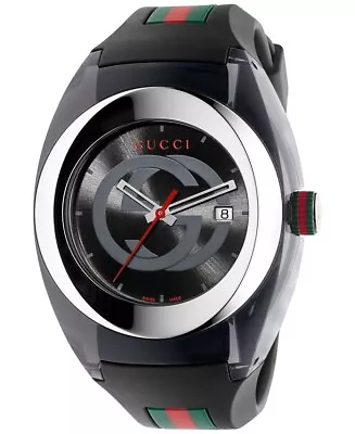 Gucci Sync XXL Men's Black Logo Dial Swiss Quartz Watch - YA137101 ($680 MSRP) • $279.99