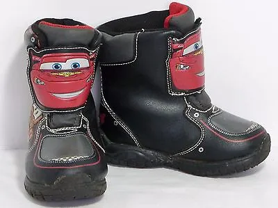 Disney Pixar Cars Black Red Light Up Hook & Loop Snow Winter Boots Boy's 7 VGC • $16.90