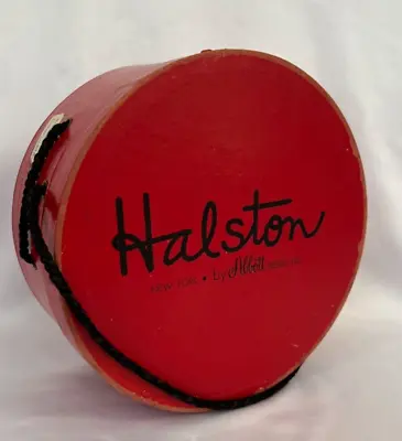 VINTAGE 1960’s HALSTON ROUND RED HAT WIG BOX NEW YORK • $19.99
