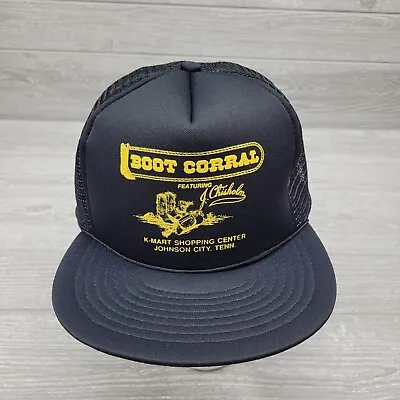 Vintage 80s 90s Speedway Boot Corral Black Snapback Hat • $10.80