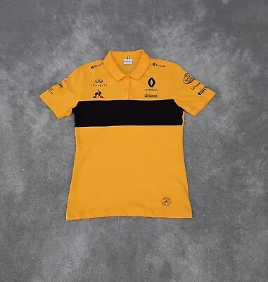 Le Coq Sportif Polo T Shirt Womens Medium Yellow Renault Team Infiniti Top • £10.98