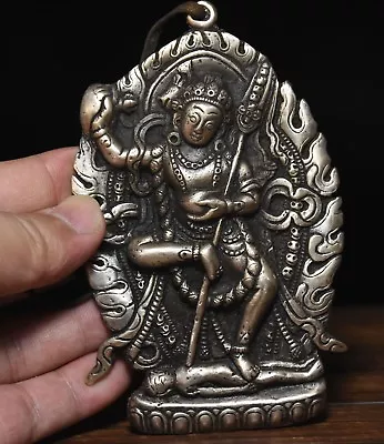 Old Tibet Buddhism Bronze Silver Vajravarahi Dorje Phakmo Buddha Statue Pendant • $69.99