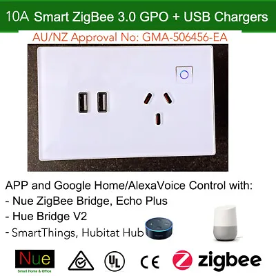 Echo Plus Philips Hue Nue Bridge Compatible Smart ZigBee 3.0  Socket PowerPoint  • $50