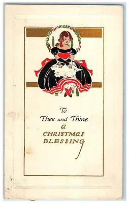 1914 Christmas Blessing Pretty Woman Volland Arts Crafts Embossed Postcard • $14.98