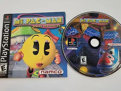 Ms Pac-Man Maze Madness PlayStation 1 PS1 Black Label Disc & Manual Tested Works • $8.95