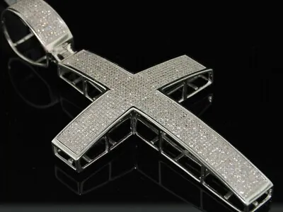 3Ct Round Cut Real Moissanite Diamond Men's Cross Pendant 925 Sterling Silver • $408.56