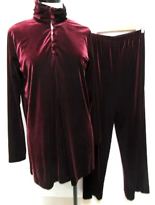 $31.99 • Buy Coldwater Creek Burgundy Velour Knit Pant Set Outfit Elastic Size Sz Small Sm S