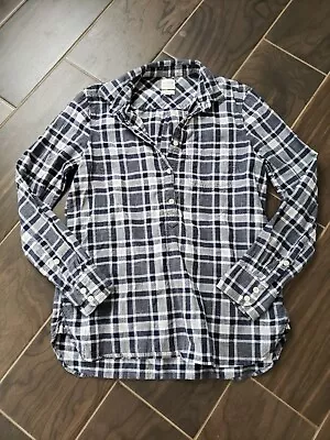 J Crew Women's Shirt Size Extra Small Boy Fit Blue Plaid Button Up Long Sleeve • $18.97