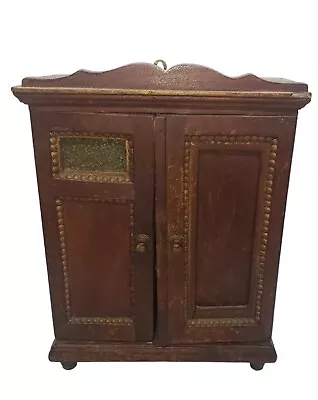 Antique Vintage Wooden Mini Cabinet Jewelry / Storage Box With Glass Window • $399