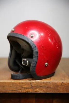 Vintage Motorcycle Helmet Red Glitter Metal Flake World Famous Buco Etc Biker  • $51.99