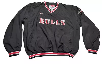 Vintage 90s Reebok NBA Chicago Bulls Basketball Black Pullover Jacket XL • $42.46