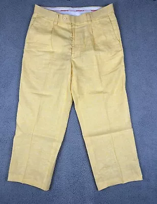 INSERCH Collezione 100% Linen Pants Summer Yellow Size 38 Men Spring Wedding • $34.88