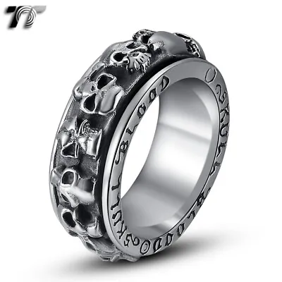 High Quality TT 316L Stainless Steel Multi Skull Spiner Ring Size 7-11 (RZ34) • $25.99