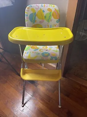 Vintage Cosco Folding High Chair Metal Frame And Tray Has Small Tear In Seat • $40