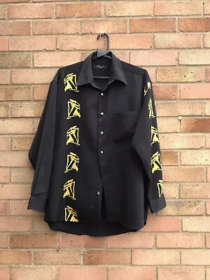 Mens Long Sleeve Shirt Size L Black With Chinese Symbols • £10