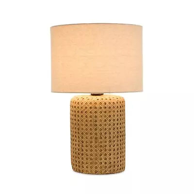 Stone Table Lamp With Rattan Design 18 H • $76.99