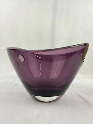 MCM Mikasa Wave Amethyst Purple Decorative Glass Bowl Vase Heavy • $40