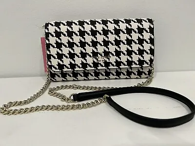 Kate Spade Darcy Houndstooth Print Chain  Travel Wallet Crossbody Clutch Bag New • $75