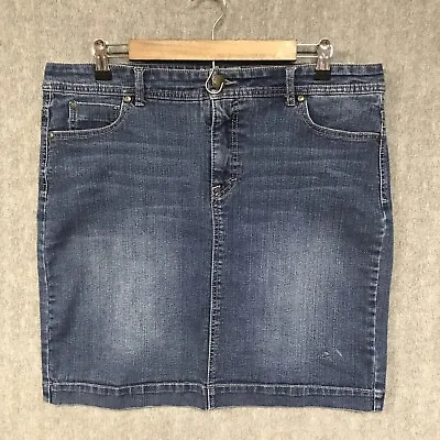 Style Co Skirt Womens 16 Blue Denim Knee Length Stretch Jean Tummy Control • $13.49