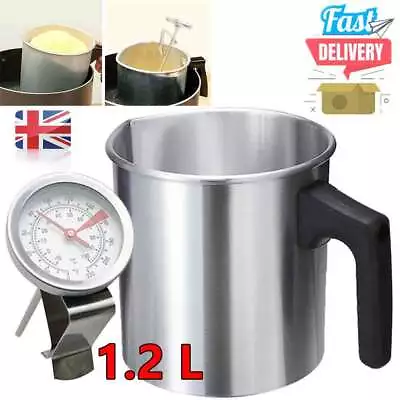 Wax Melting Pot Pouring Pitcher Jug Aluminium Candle Soap Make Thermometer 1.2L • £10.85