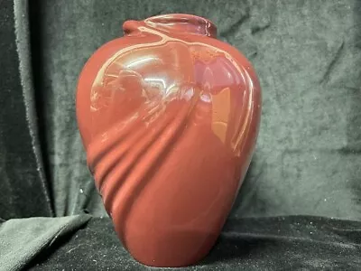 Vintage Haeger Pottery 7.5  Deep Red Maroon Art Deco Vase #919 • $20
