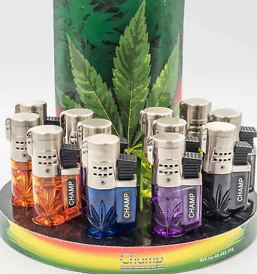 £7.49 • Buy CHAMP RASTA LEAF Windproof Dual JET FLAME REFILLABLE Lighter  Birthday XMAS Gift