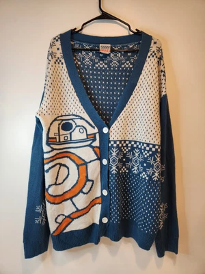 $39.99 • Buy Adult Unisex Star Wars BB8 Droid Ugly Christmas Button Up Cardigan XXL Sweater