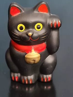 Black Maneki Neko Beckoning Money Cat Good Luck Approx 3 Inches Tall • $14.77