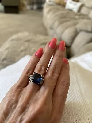 Judith Ripka Lab Created Sapphire And Diamond Cocktail Ring • $150
