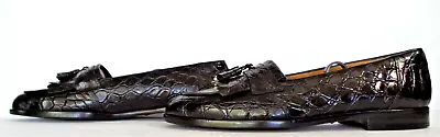 NICE! $1000+ MEZLAN Black Genuine Crocodile Alligator Loafers Boots Shoes 11 • $399.99